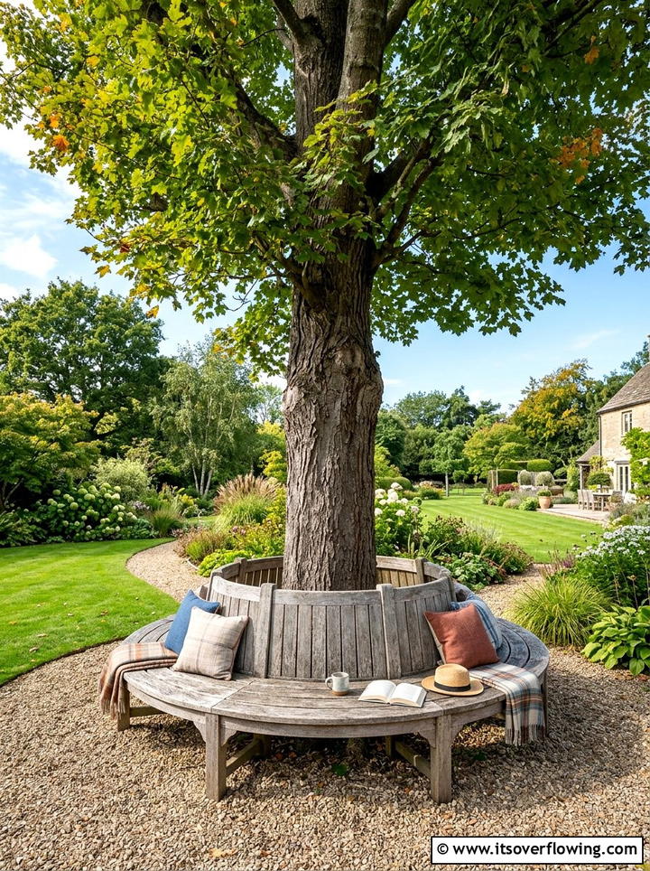 Tree Surround Bench - 25 upcycled garden ideas with reclaimed wood