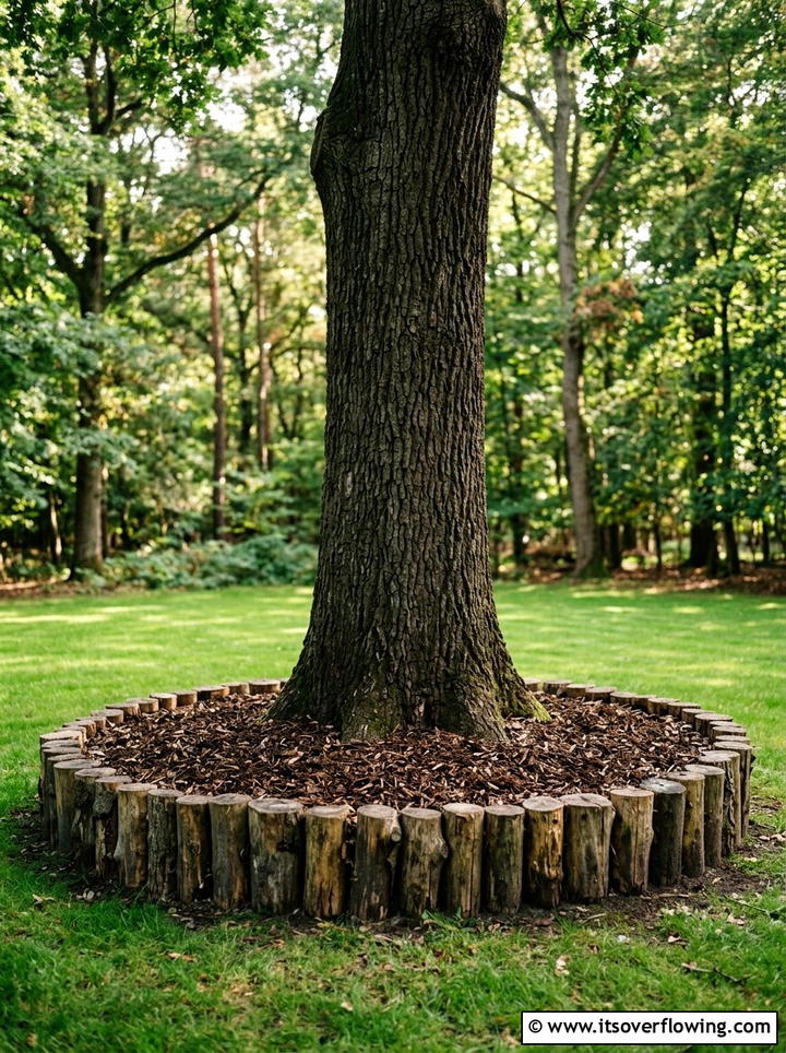 Tree Trunk Edging - 25 backyard ideas with log edging