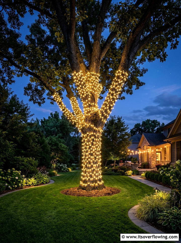 Tree Trunk Wrap - 25 garden decor ideas with holiday lights