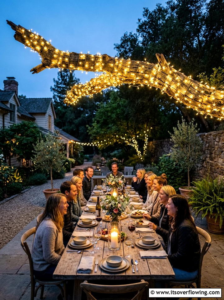 Tree branch string lights - 25 reusing old things ideas for outdoor lighting