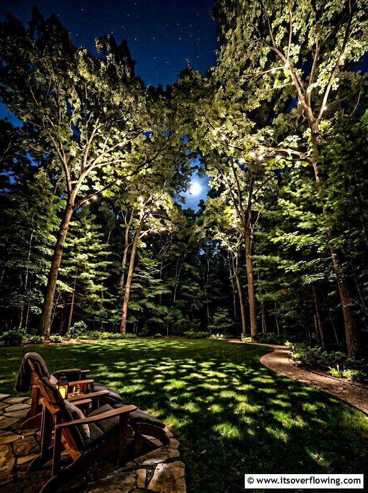 Tree canopy lights - 25 garden ideas with string lights