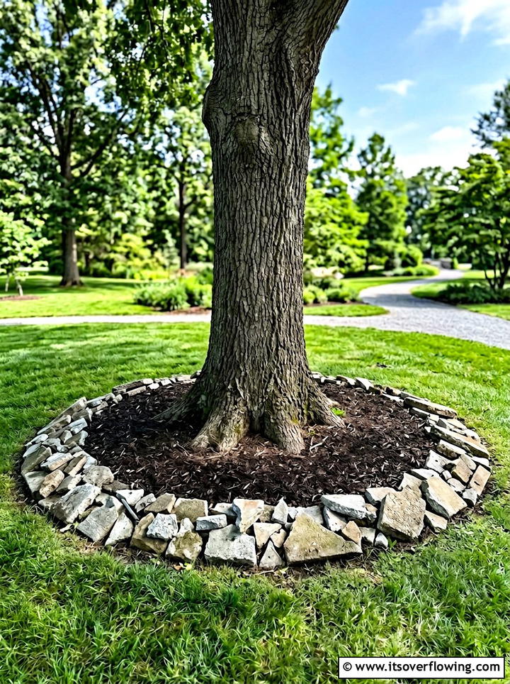 Tree ring with broken concrete - 25 upcycled garden ideas with concrete scraps