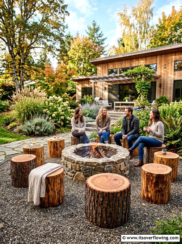 Tree stump garden stool - 25 recycled garden ideas with tree stumps