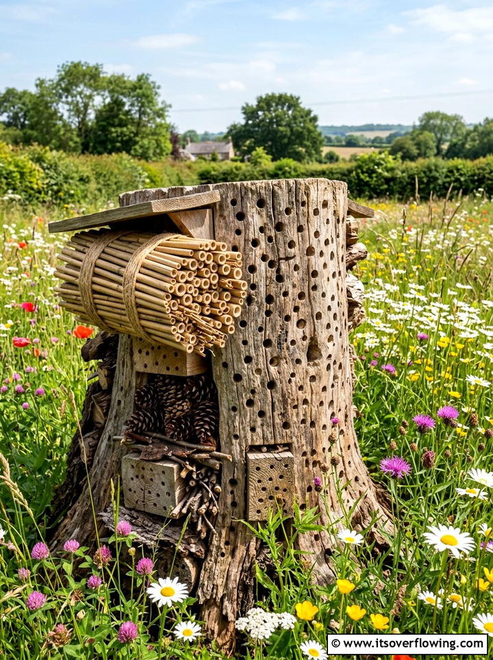 Tree stump insect hotel - 25 recycled garden ideas with tree stumps