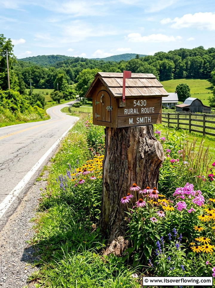 Tree stump mailbox post - 25 recycled garden ideas with tree stumps