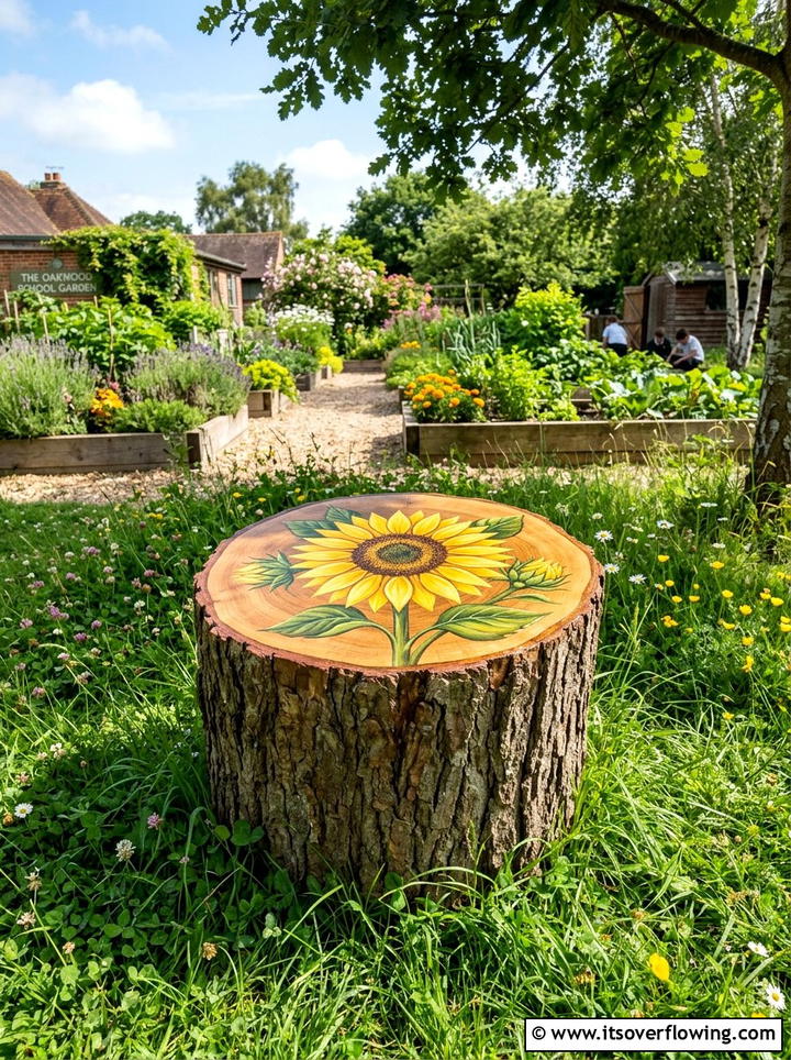 Tree stump seat - 25 recycled garden ideas for teachers
