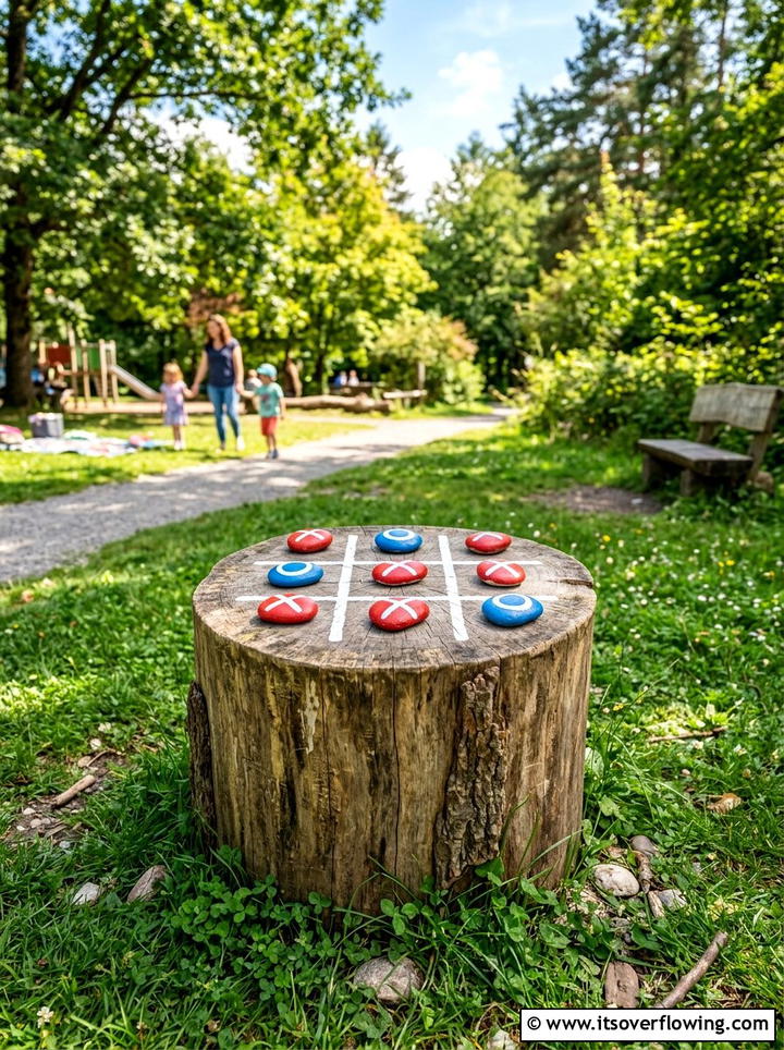 Tree stump tic tac toe - 25 recycled garden ideas with tree stumps