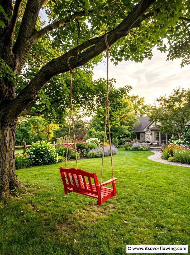 Tree swing chair - 25 upcycled garden ideas with old chairs