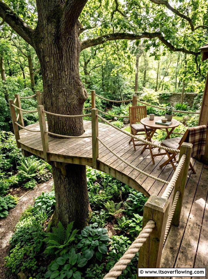 Treehouse Deck - 25 backyard ideas with shade structures