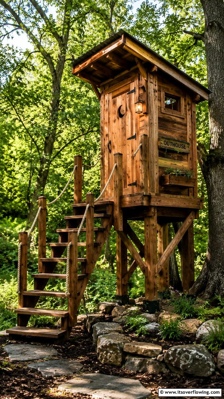 Treehouse Inspired Outhouse - 20 Outhouse Design Ideas for Modern and Rustic Homes