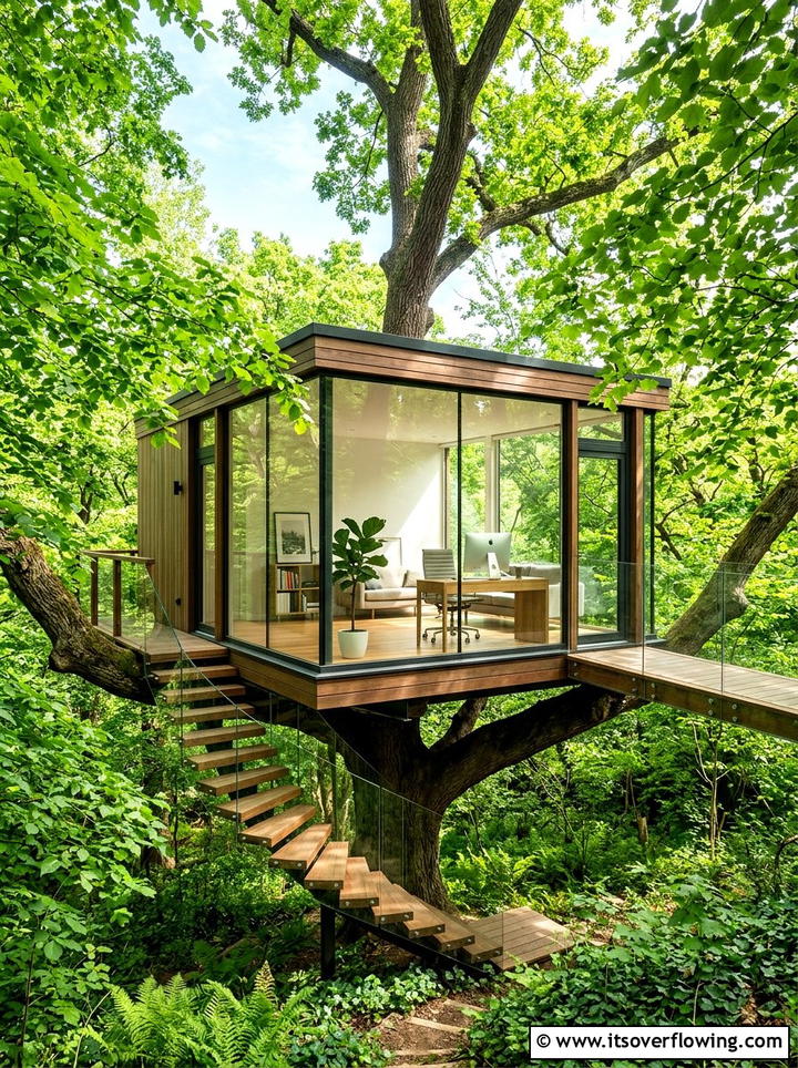 Treehouse With Glass Walls - 25 backyard ideas with treehouse