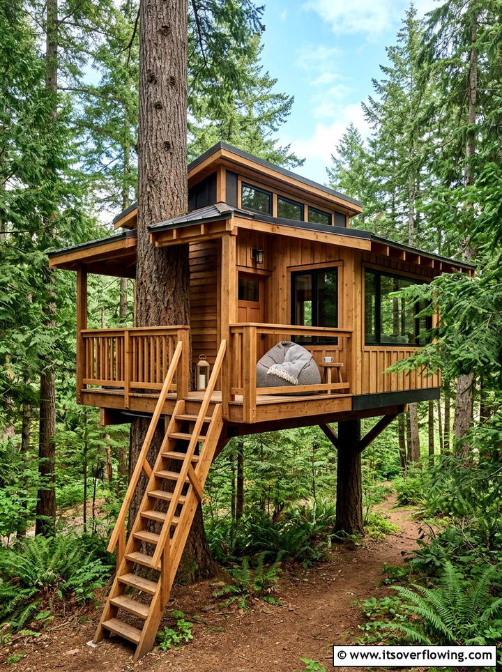 Treehouse retreat for adults - 25 backyard ideas with reading nook