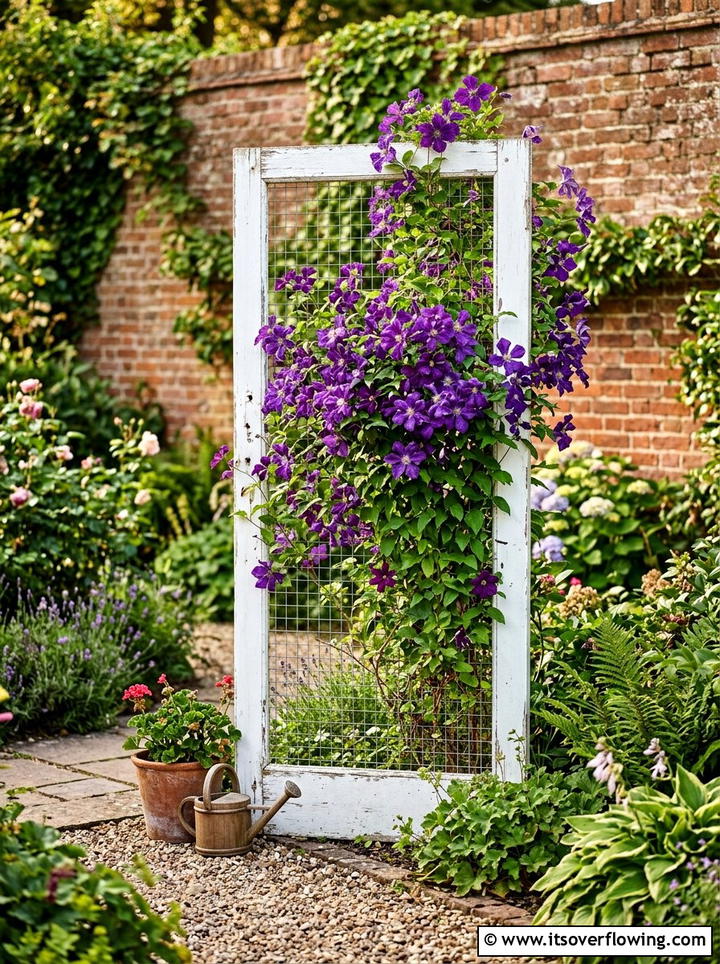 Trellis From Old Door Frame - 25 upcycled garden ideas with old doors