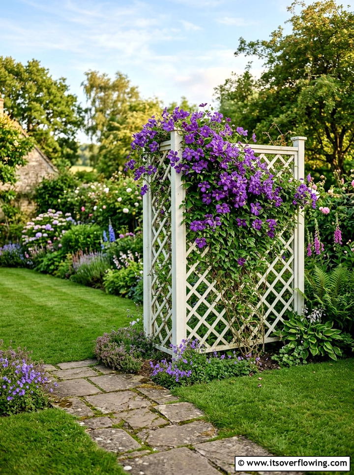 Trellis With Climbing Flowers - 25 backyard decorating ideas with wall decor