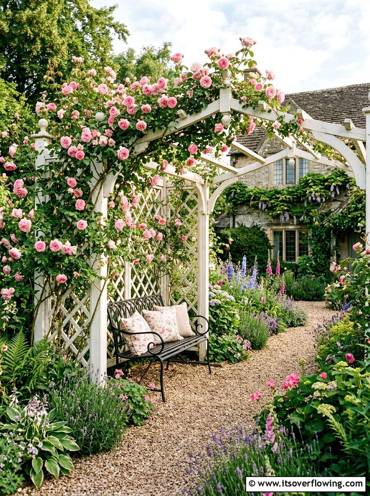 Trellis With Climbing Plants And Bench - 25 small garden ideas with cozy seating