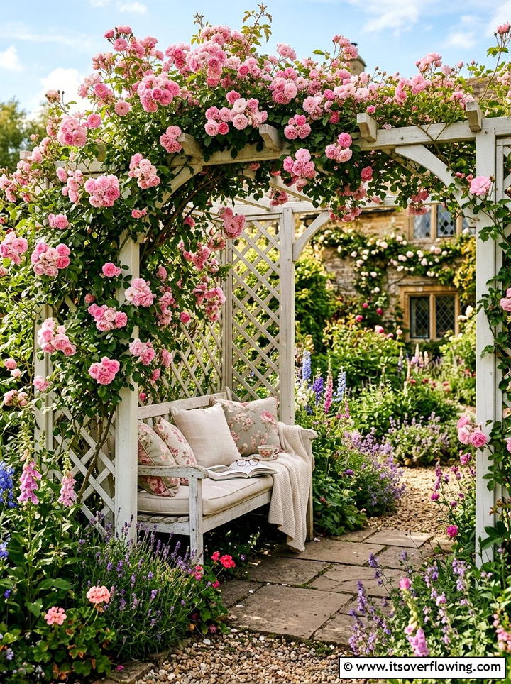 Trellis With Climbing Roses - 25 garden design ideas with privacy screens