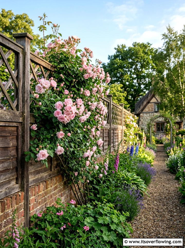 Trellis With Climbing Roses - 25 garden ideas with fence decor