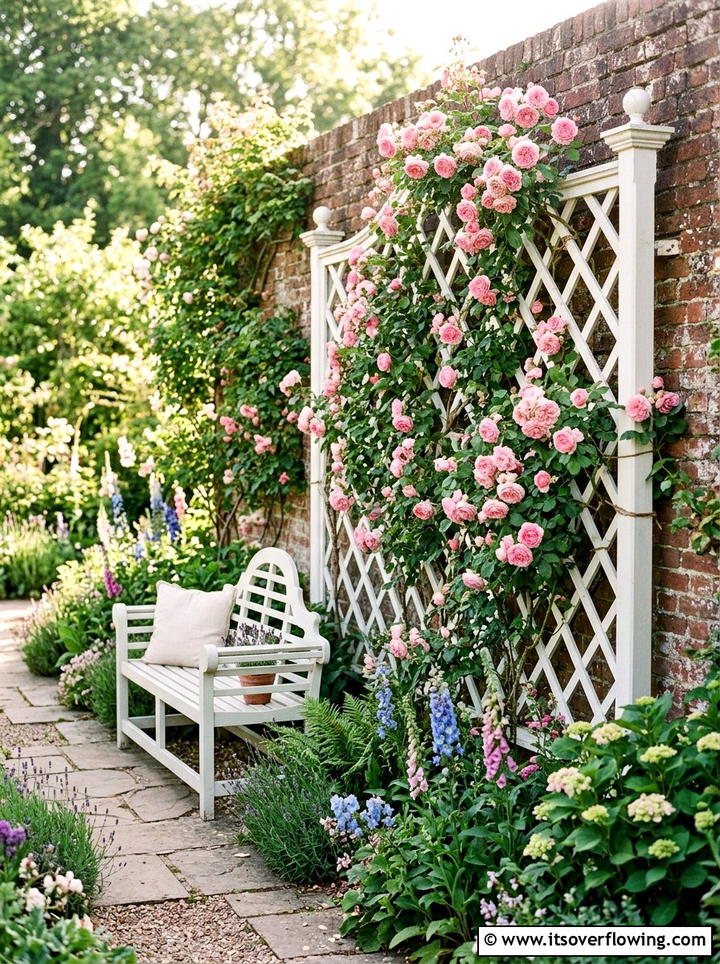 Trellis With Climbing Roses - 25 garden decor ideas for relaxing spaces