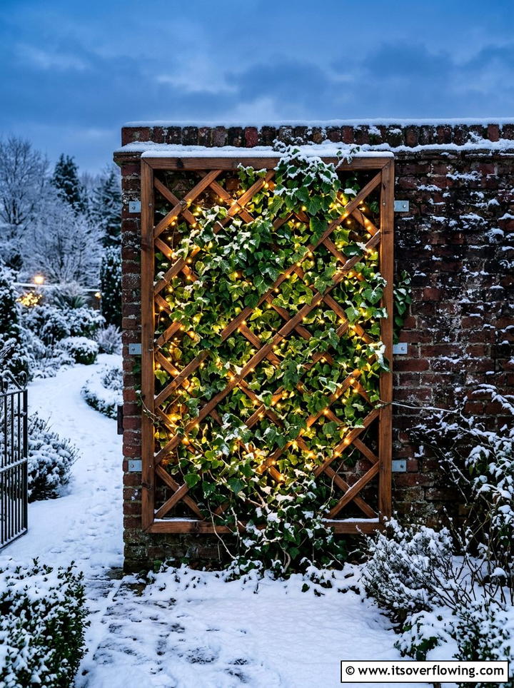 Trellis With Ivy - 25 garden decor ideas with winter decor