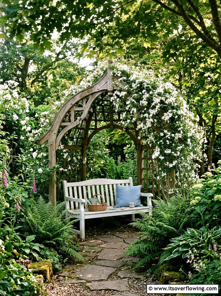 Trellis around garden bench - 25 garden design ideas with trellis walls