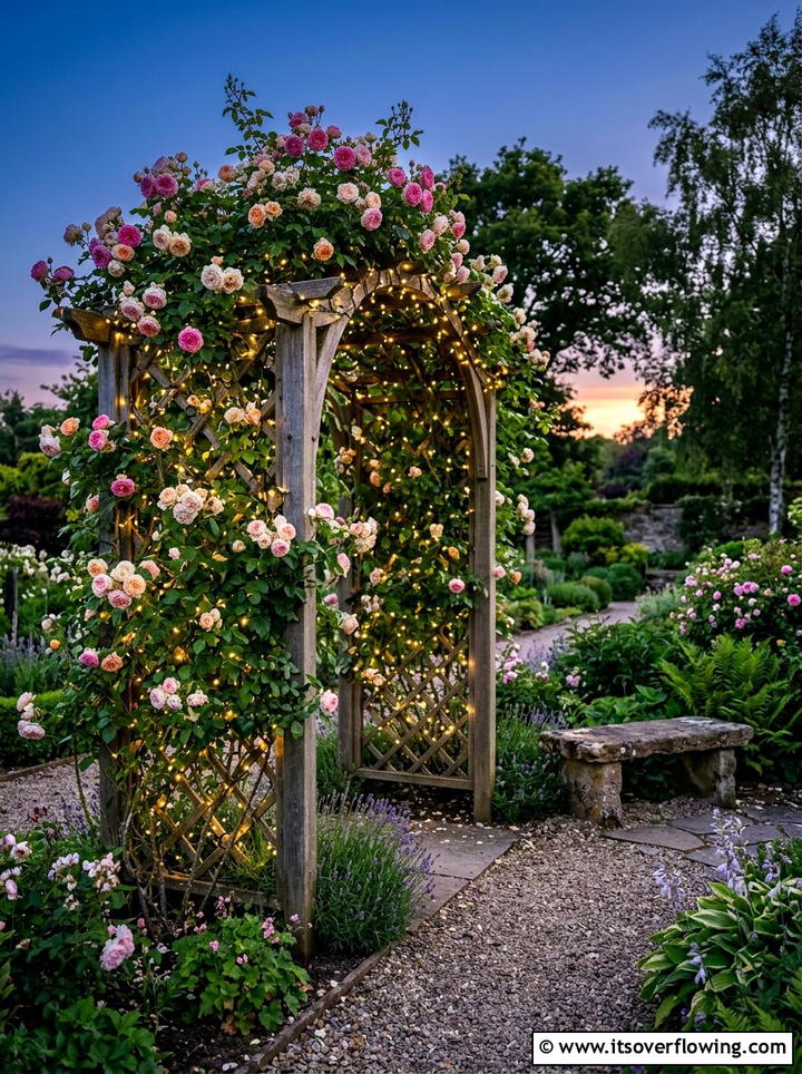 Trellis hanging lights - 25 backyard decorating ideas with hanging lights
