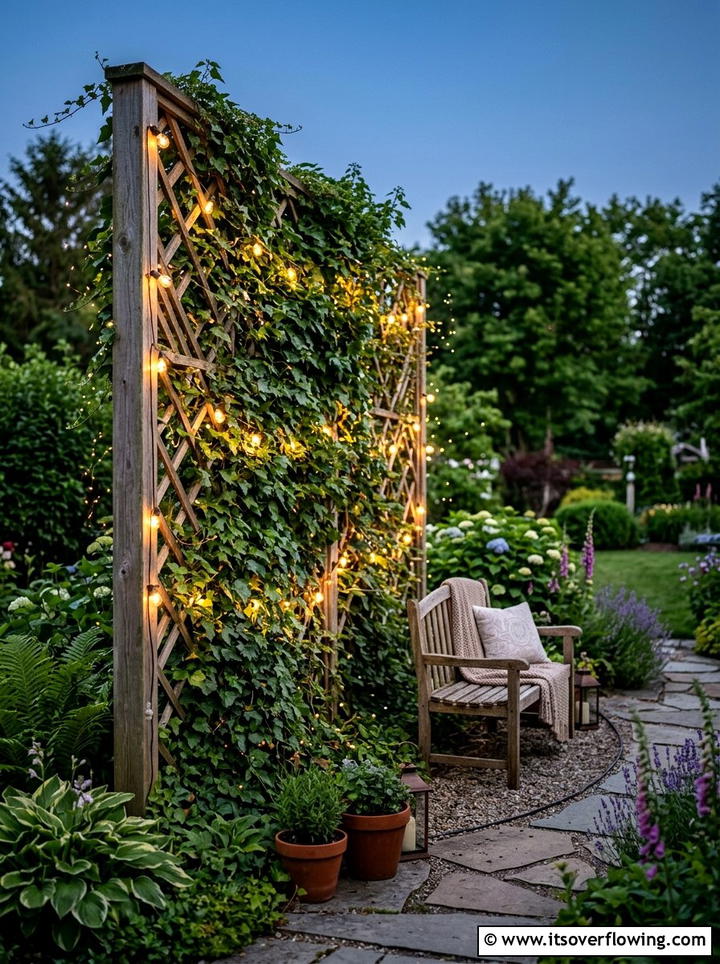 Trellis string lights - 25 garden ideas with string lights