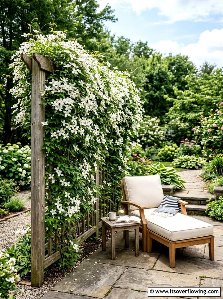 Trellis with climbing plants - 25 garden decor ideas for small gardens