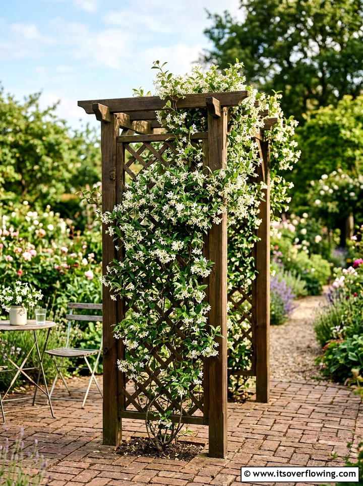 Trellis with climbing vines - 25 small garden ideas with privacy screens
