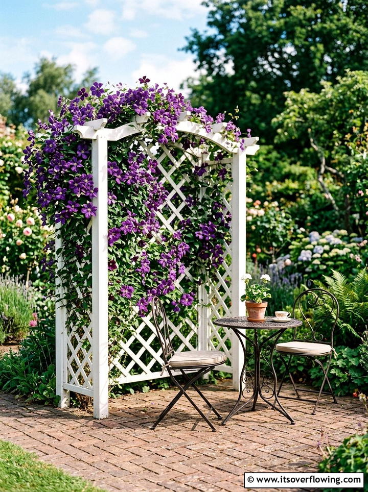 Trellis with climbing vines - 25 backyard ideas with privacy screens