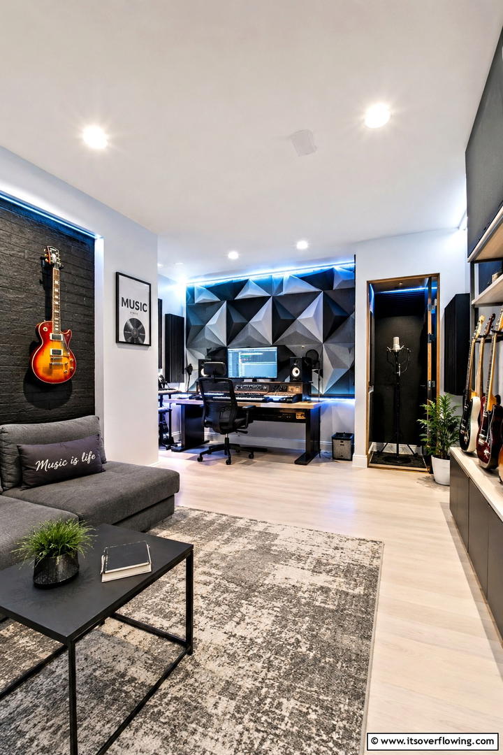 Trendy Music Studio - 30 Teen Hangout Room Ideas for Modern & Functional Spaces