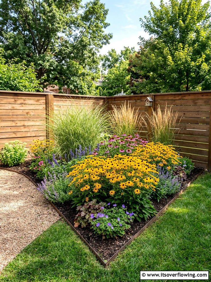 Triangular corner flower bed - 25 creative garden ideas with geometric beds