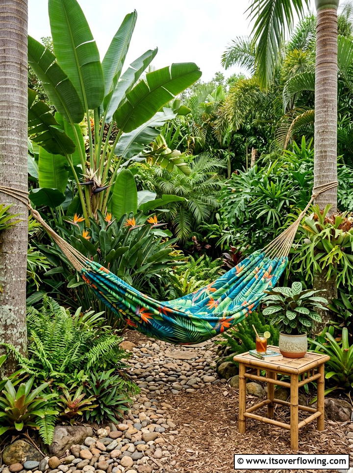 Tropical Backyard Hammock - 25 garden decor ideas with hammocks