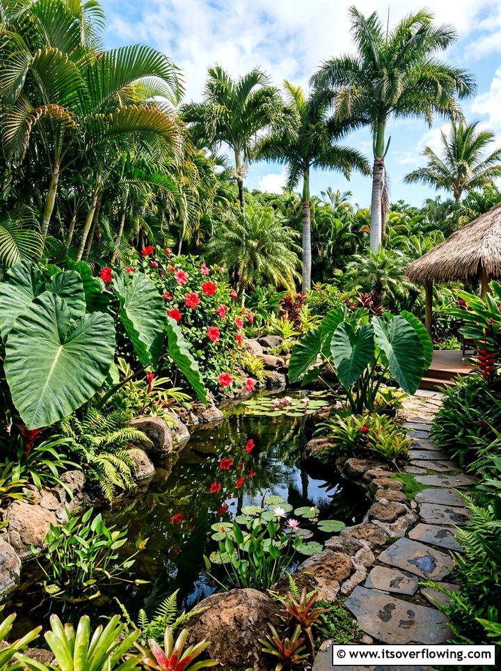 Tropical Backyard Pond - 25 backyard ideas with pond