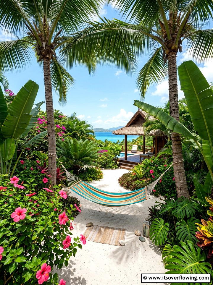 Tropical Backyard With Hammock - 25 backyard ideas with lounge area