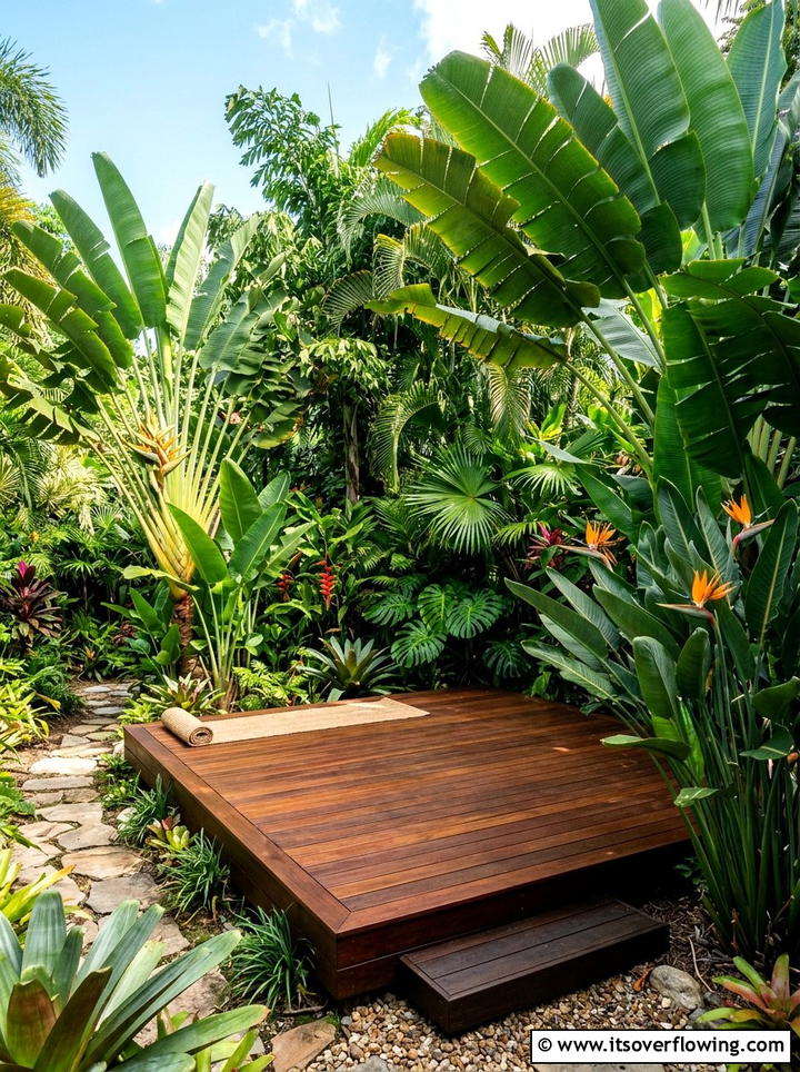 Tropical Backyard Yoga Deck - 25 creative garden ideas with yoga decks