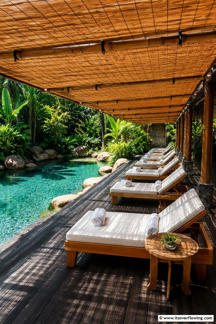 Tropical Bamboo Shades for Natural Warmth - 30 Pool Shade Ideas for a Cool and Relaxing Oasis