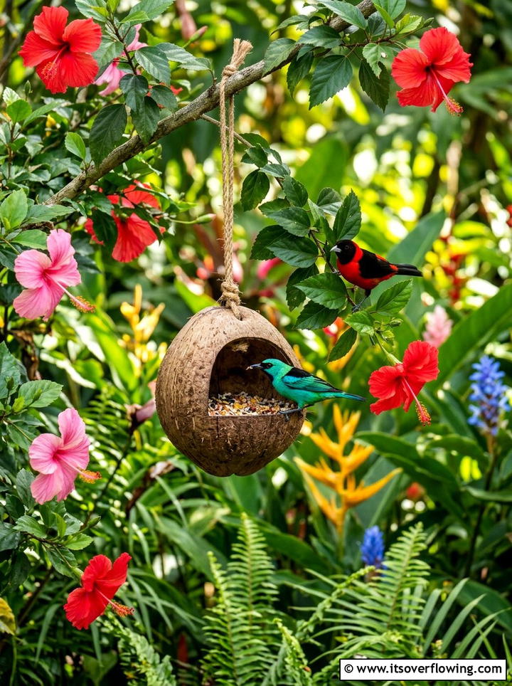 Tropical Bird Feeder - 25 garden decor ideas for tropical gardens