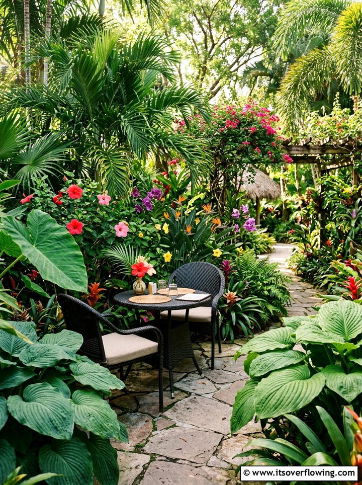 Tropical Bistro Set - 25 garden decor ideas with bistro sets