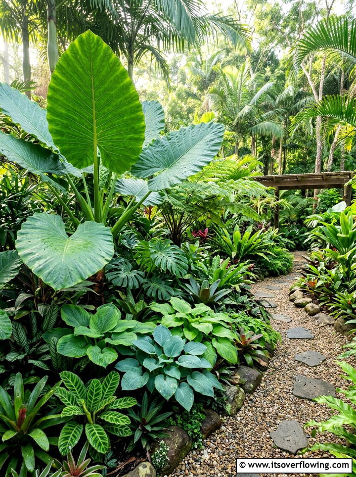 Tropical Foliage Border - 25 creative garden ideas for narrow spaces
