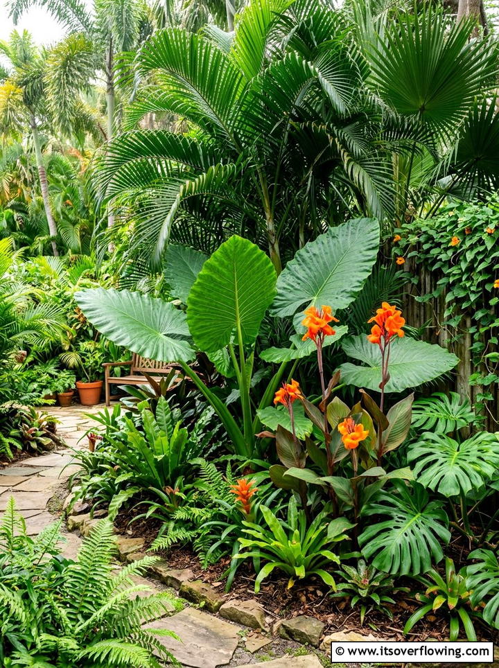 Tropical Foliage Corner - 25 creative garden ideas for side yards