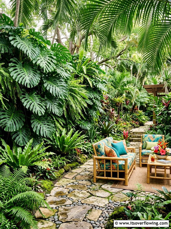 Tropical Foliage Wall - 25 backyard ideas with living wall