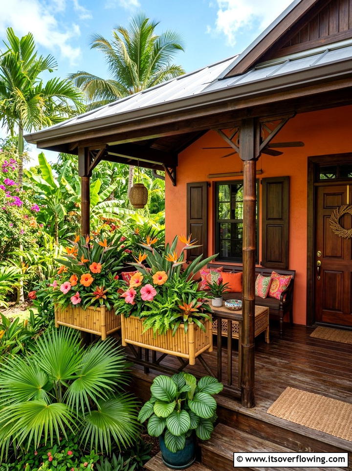Tropical Front Porch - 25 front porch ideas with window boxes