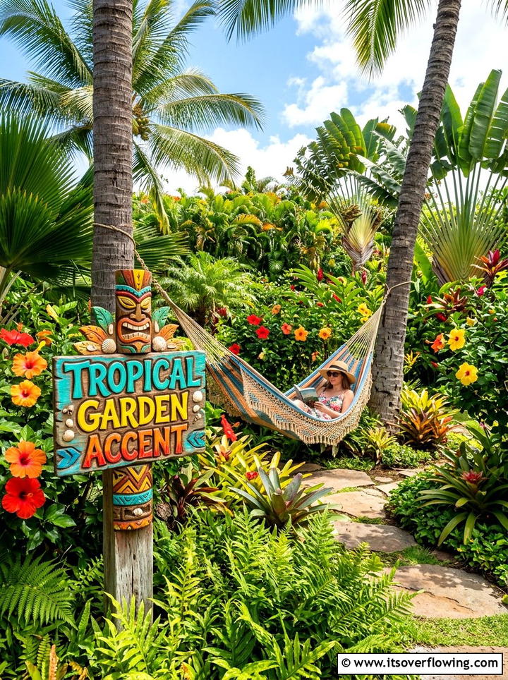 Tropical Garden Accent - 25 creative garden ideas with personalized signs