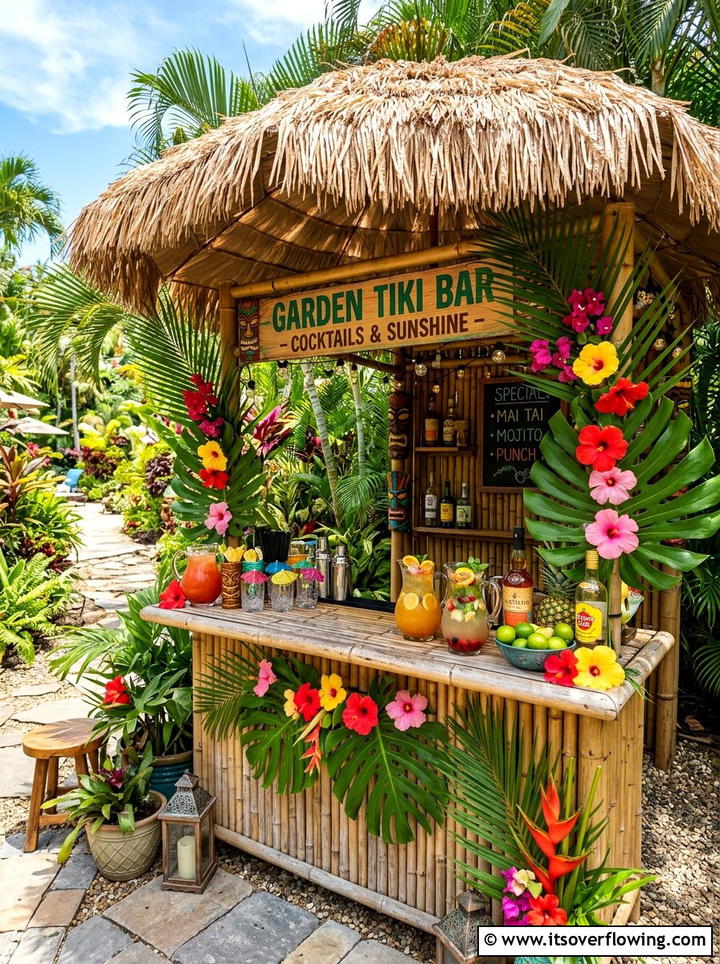 Tropical Garden Bar - 25 garden decor ideas for birthdays