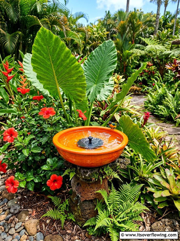 Tropical Garden Bird Bath - 25 garden ideas with bird baths