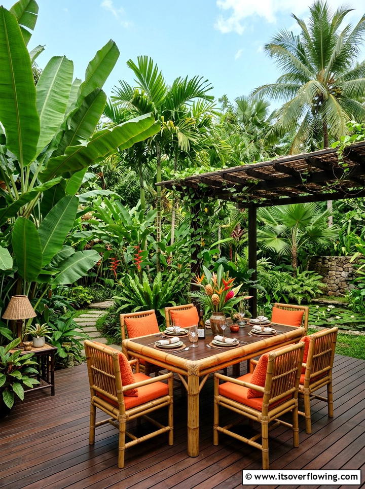Tropical Garden Dining Area - 25 backyard ideas with dining area