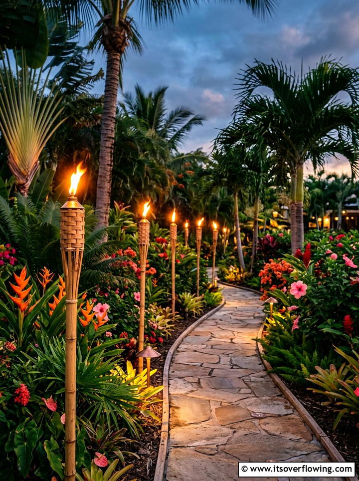 Tropical Garden Pathway Lights - 25 backyard decorating ideas with pathway lights