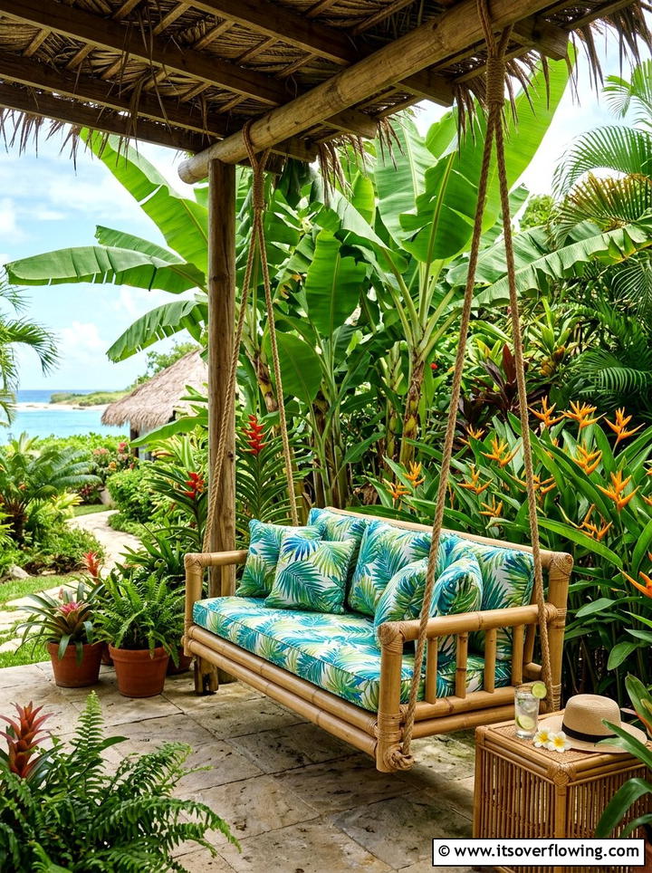 Tropical Garden Porch Swing - 25 garden decor ideas with porch swings