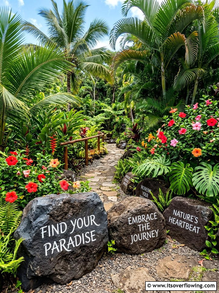 Tropical Garden Quote Accents - 25 creative garden ideas with quote stones