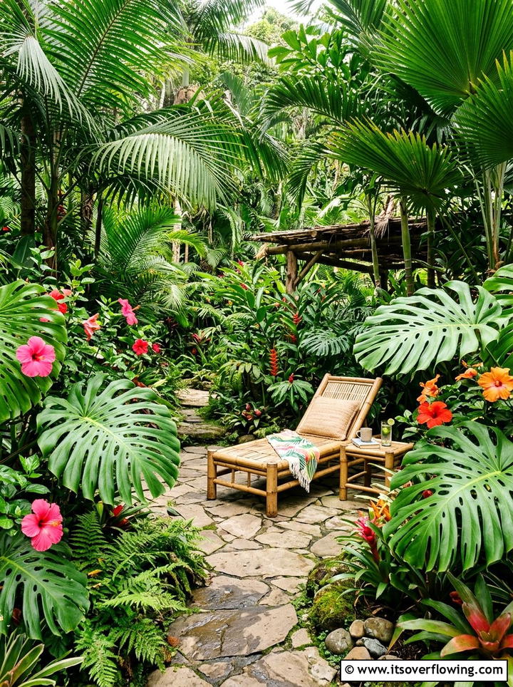Tropical Garden Sanctuary - 25 backyard ideas with meditation corner